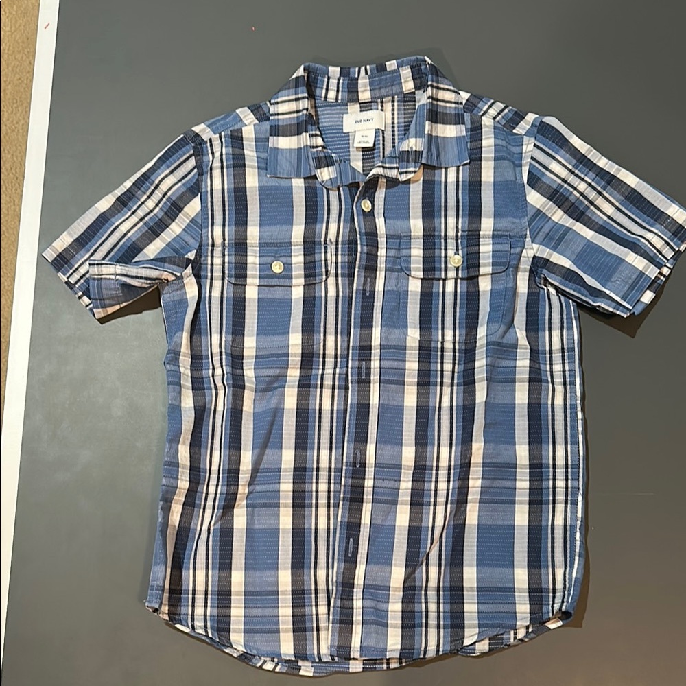 Old Navy Blue Plaid Short Sleeve Shirt